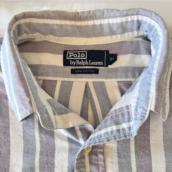 Vintage 90’s Polo Ralph Lauren Striped Crest Oxford Button Down Shirt - Picture 4 of 6